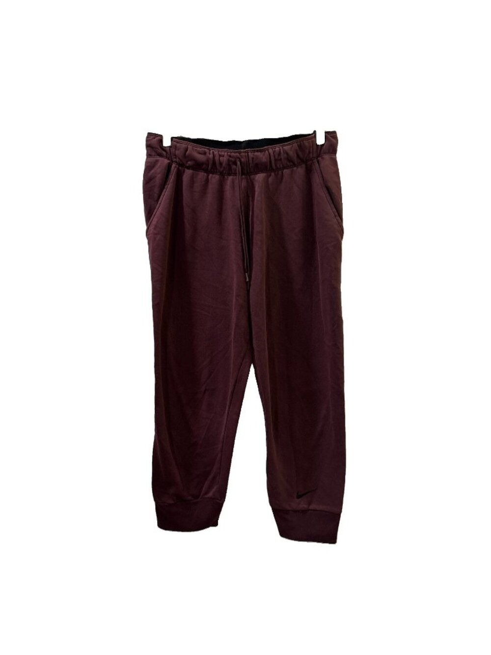 Nike Dri-FIT Fleece Jogger Pants Men M Burgundy Drawstring Pockets Tapered